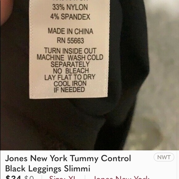 Jones New York Tummy Control Black Leggings Slim S - Picture 5 of 6